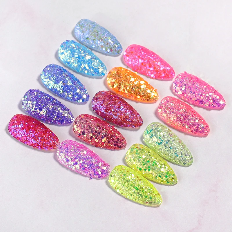 1oz/Bag Holographic Nail Art Glitter Chunky Sparkly Sequins Chameleon Hexagon Flakes Paillette Polish Manicures Nails Decoration