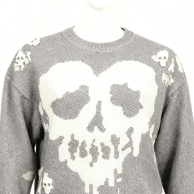 

European and American retro streetwear comfortable versatile knitted sweater autumn and winter gothic loose warm knitted sweater