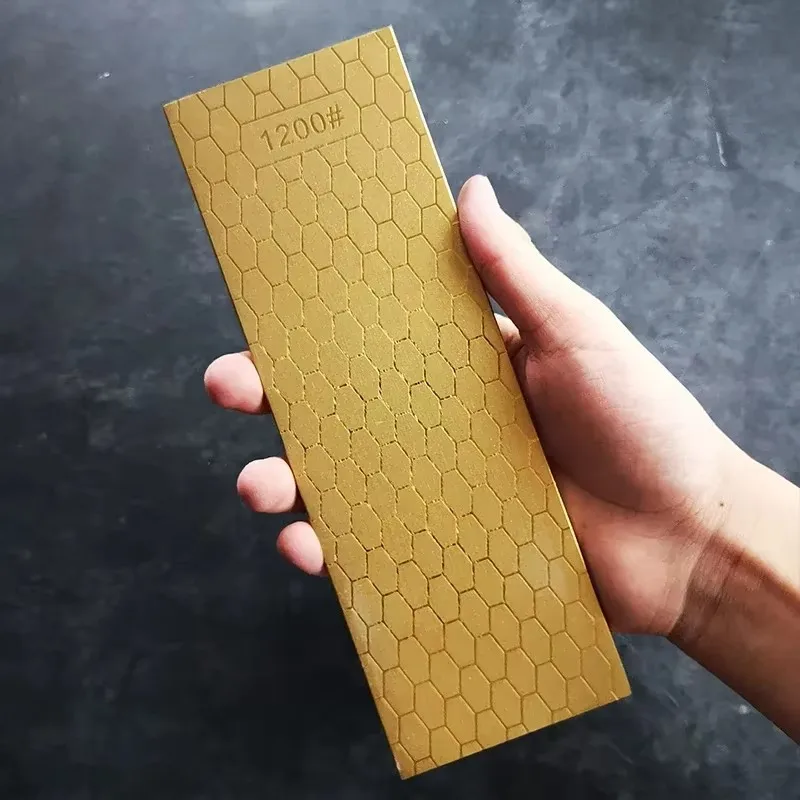 

203*69*8mm Knife Sharpener Gold Large Diamond Grinding Stone Slab Kitchen Sharpening System Double-sided Double-meshed Whetstone