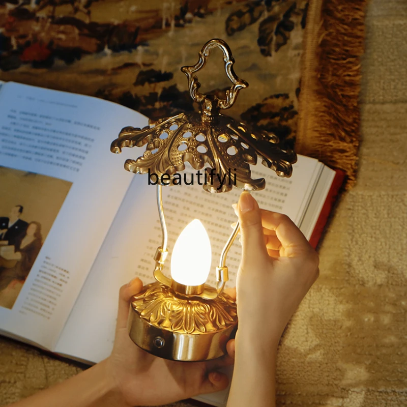 Charging Long Endurance Night Light Candlelight Retro Dimmable Outdoor Camping Decorative Table Lamp