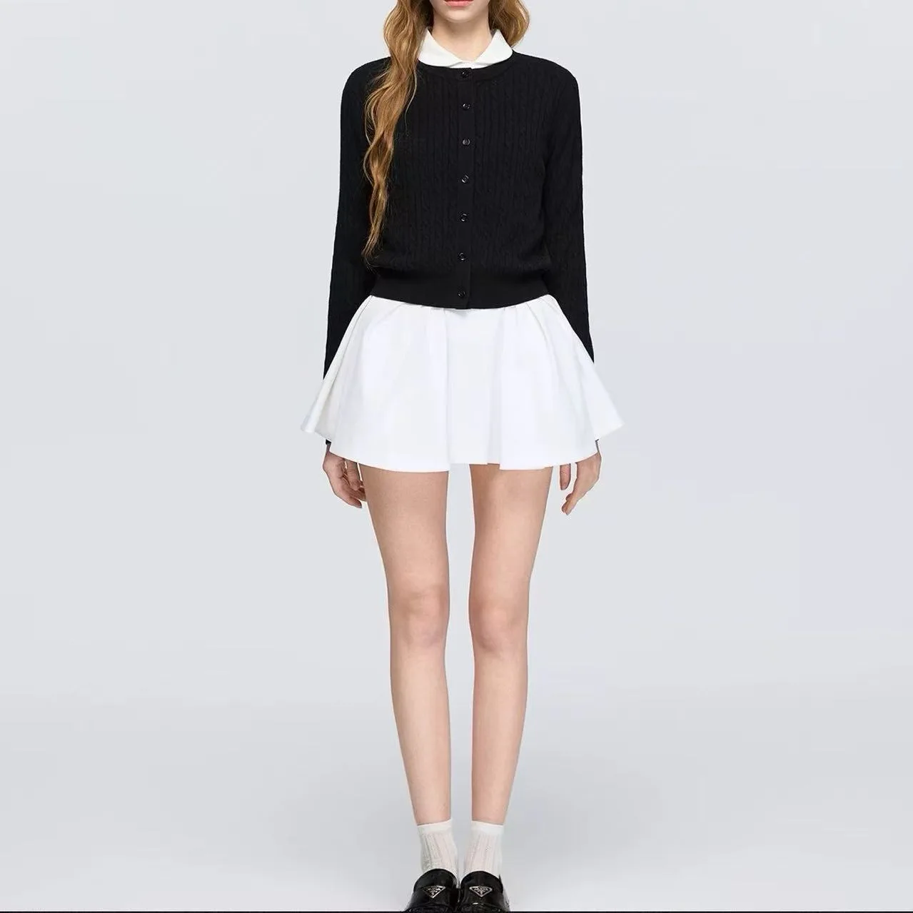 UMI MAO Three-dimensional Cable-knit Wool Blend Cardigan Round-neck Sweater Long-sleeved Outerwear Women Autumn Femme view 3