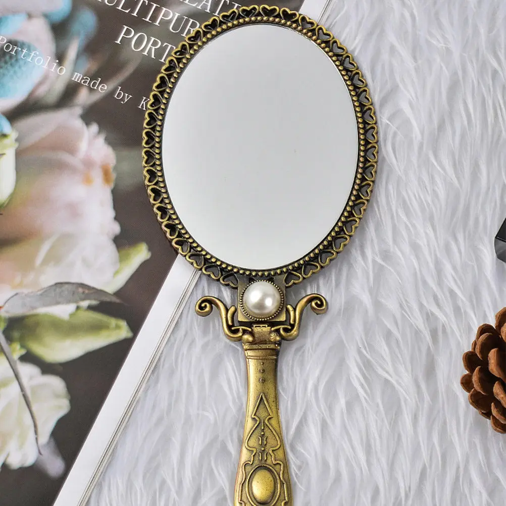 

1Pcs Retro Double Side Foldable Makeup Mirror Portable Pocket Size Travel Compact Handheld Mirror