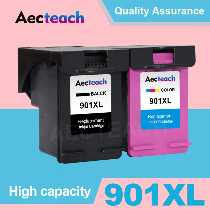 Aecteach Re-manufactured 901XL Cartridge Replacement For HP 901 Ink Cartridge For Officejet 4500 J4500 J4540 J4550 J4580 J4640