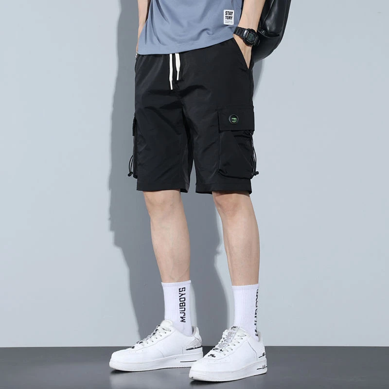 Short Pants for Men Blue Hip Hop with Pockets Mens Cargo Shorts Draw String Homme Luxury Y2k Clothes Popular Casual Beautiful