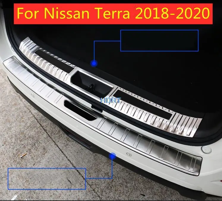 

For Nissan Terra 2018-2020 Car Stainless steel Rear guards Trunk Inside and Outside Tail Box Bumper Pedal Plate Panel Car Style