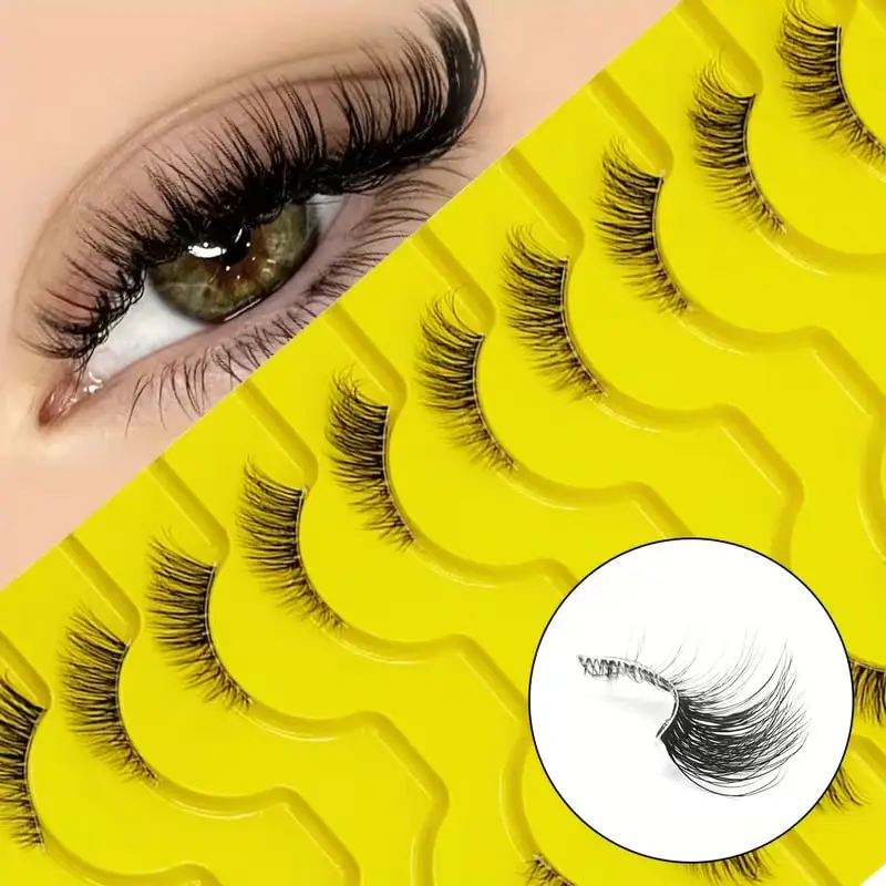 Natürliche halblange Wimpern, Cat-Eye-Stil, künstliche Wimpern, transparentes Band, künstliche Wimpern, leicht, für den Rand und die Ecken der Augen