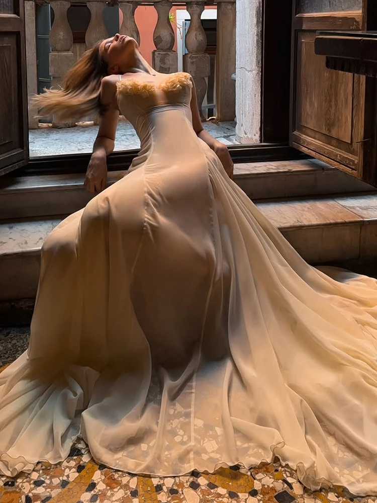 Weird Puss 3D-Blumen-Maxikleid, Body, Damen, durchsichtiger Saum, tiefer Ausschnitt, ärmellos, figurbetont, sexy, modisch, für Partys, klassische Kleider – Detail 15