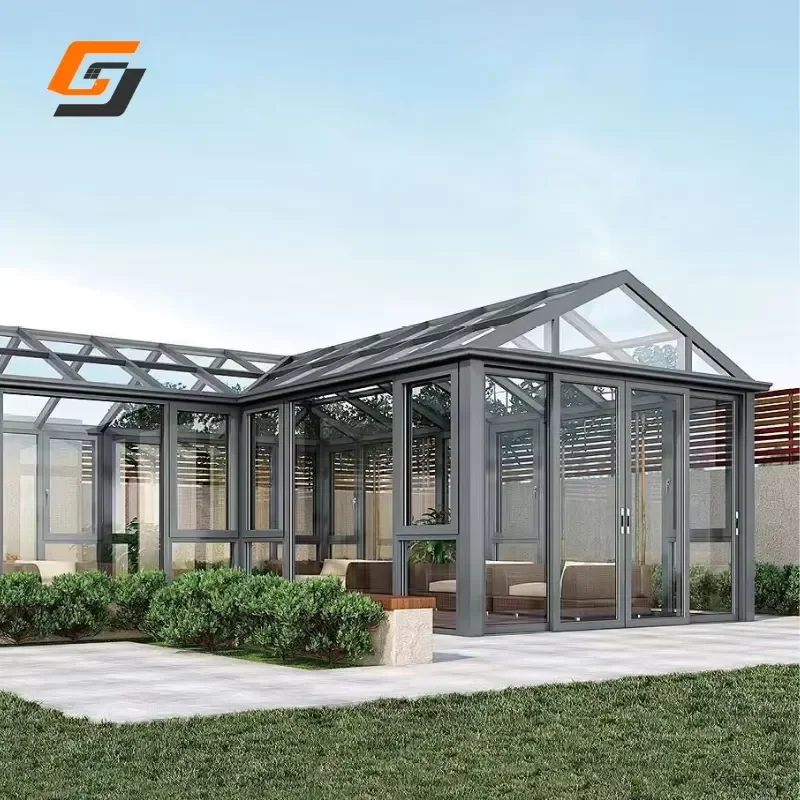 High Quality Four-Season Free Standing Sunrooms and Glass Houses Modern Design Outdoor Aluminum Door Frame for Houses Gardens