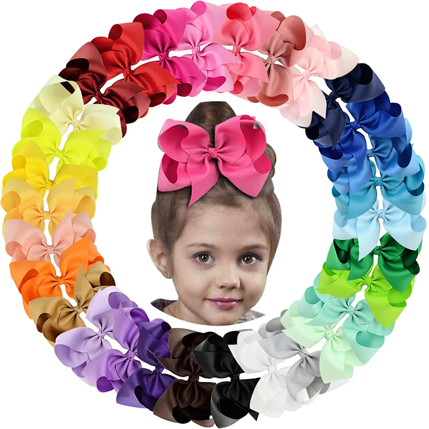 Grosgrain Ribbon Hair Bows com clipes para meninas, grampos de cabelo grandes, grampos Boutique, presilhas, acessórios para cabelos infantis, fofos,