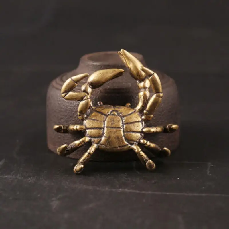 Brass Crab Figurines Diy Small Ornaments Sculptures Pendant Gifts Carved