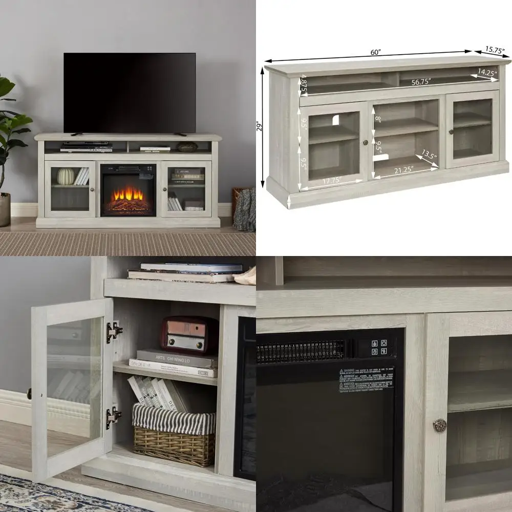 حامل تلفزيون مدفأة كهربائية لأجهزة التلفاز مقاس 65+ بوصة مع 18 رفًا، حامل تلفزيون مدفأة كهربائية كبيرة #1