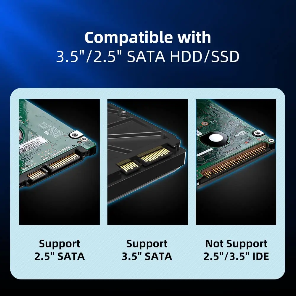 Custodia per disco rigido esterno MAIWO per HDD SSD SATA da 3.5 2.5 pollici con archiviazione di schede SD e lettore di scatole CD custodia HD velocità 6Gbps