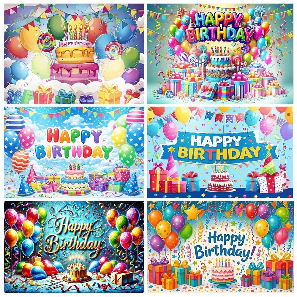 

Colorful balloon cake Theme Birthday Party Decorations Background Fun Backdrop Photography props Baby Shower Supplies Kid Gift