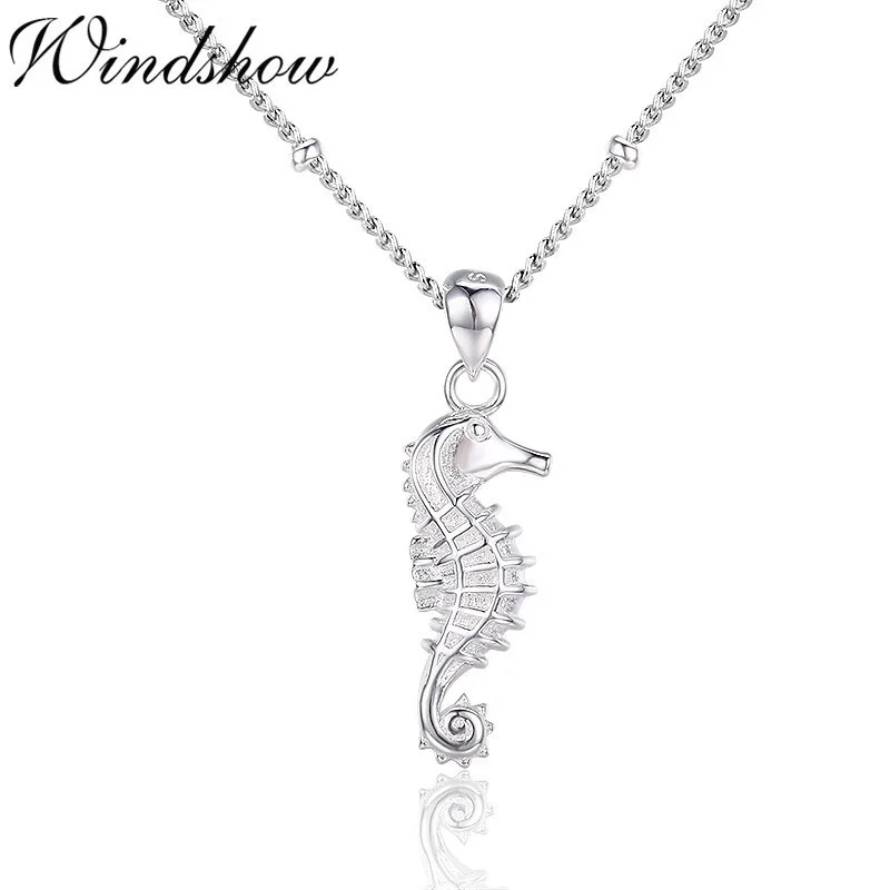 Cute Slim Pure 925 Sterling Silver Seahorse Charm Pingente Pendant Necklace Women Girls Kids Jewelry Undertale Pendentif Pendulo