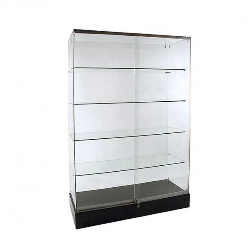 custom.Economy Frameless Glass Display with Lock and Black Base Glass Wall Showcase for Smoke Shop