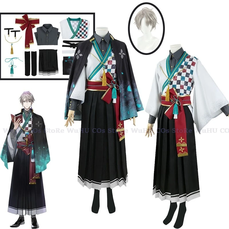 Anime Virtual YouTuber NIJISANJI Kaida Haru Cosplay Costume Kaida Wig Japanese Kimono Cloak Men Woman Halloween Christmas Suit