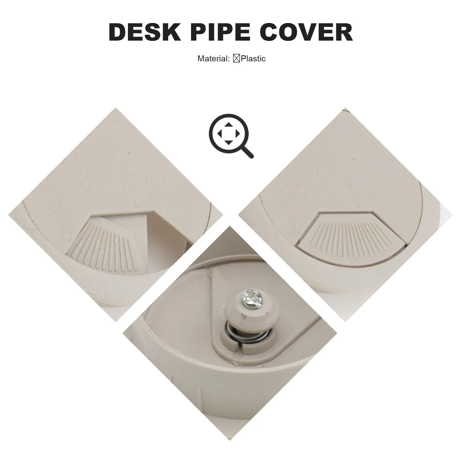 10pcs Office Computer Desk Grommet 50Mm Round Plastic Cable Cover Rotatable For Home Hotel Bank Use Cable Hole Cover Grey White