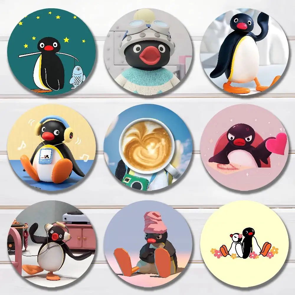 

Penguin Cute P-Pingu Round Anime Wooden Coasters DIY Decorations Birthday Valentine Gifts