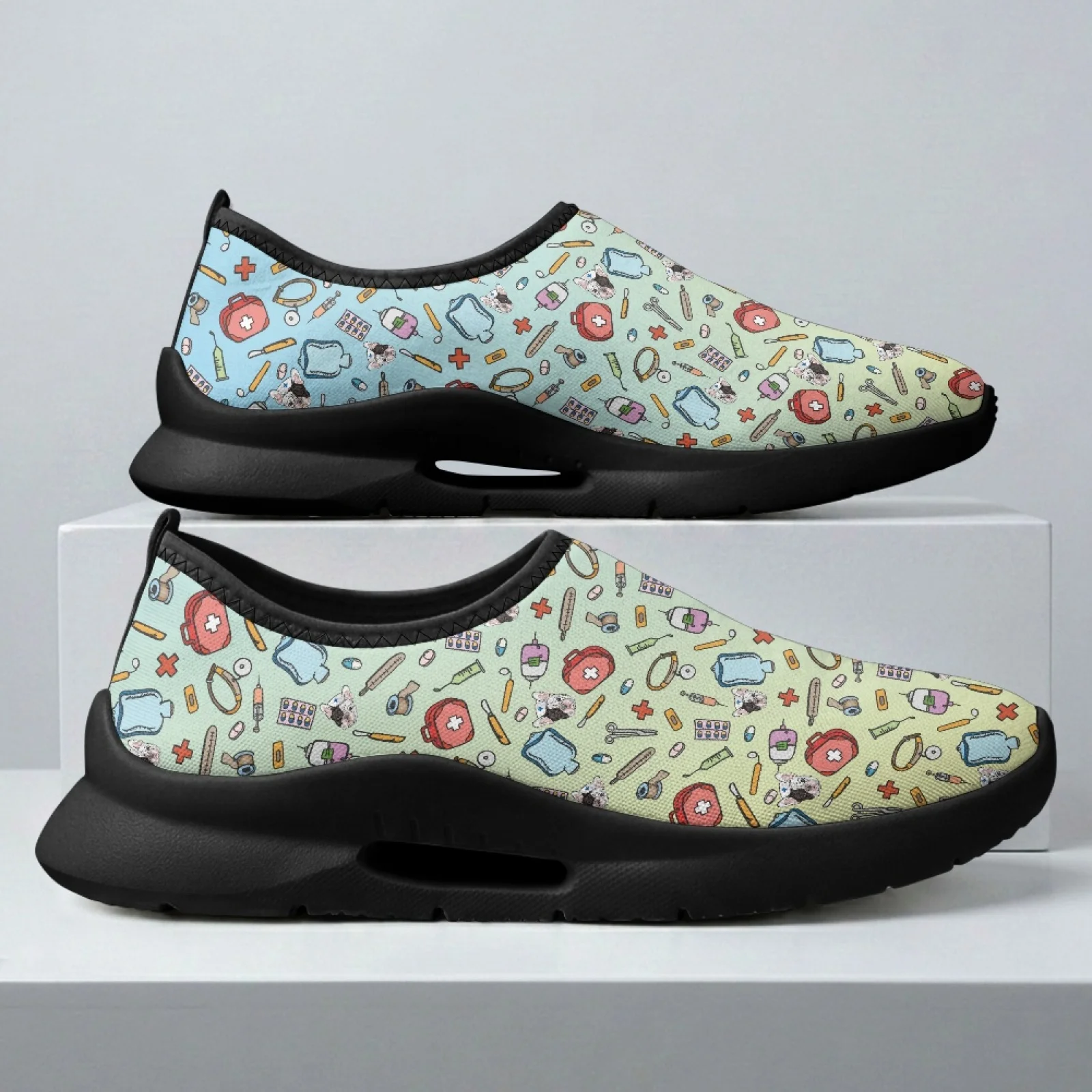 PENSTROLL Medical Tool Pattern Breathable Comfortable Tennis Casual Shoes Men's Classic Low Top Shoes for Male Walking Business