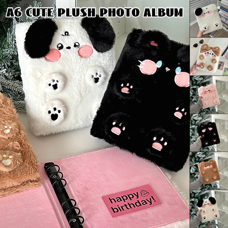 markii A6 Cartoon Plush Cover Binder Photocards Girl Cute Photo Album Idol PhotoCard Holder Collect Book School Stationery New