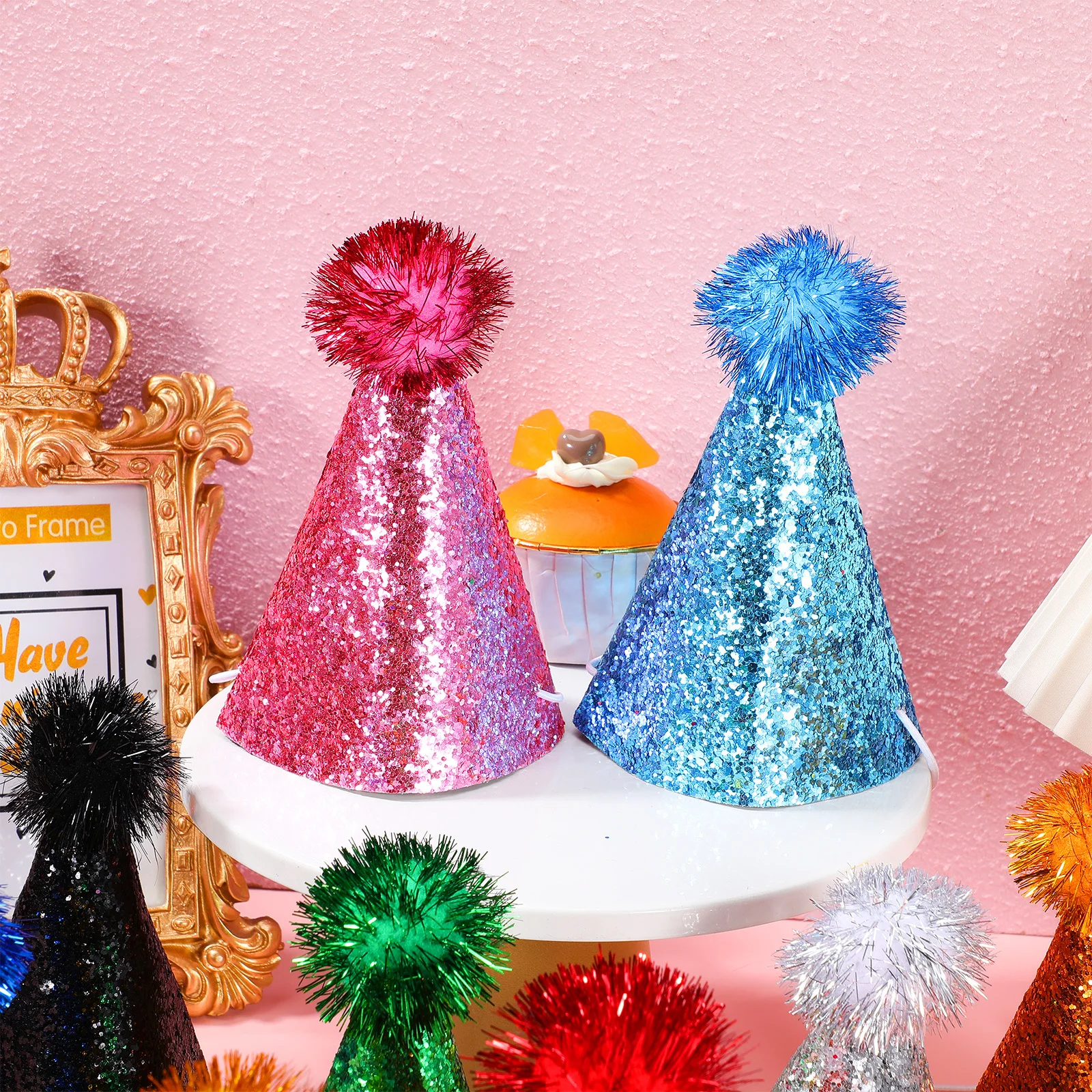 

10 pcs Triangle Party Hats 10 Colors Adjustable Cone Birthday Hat For Kids Adults Pets Party Supplies Dog Birthday Hat Paper