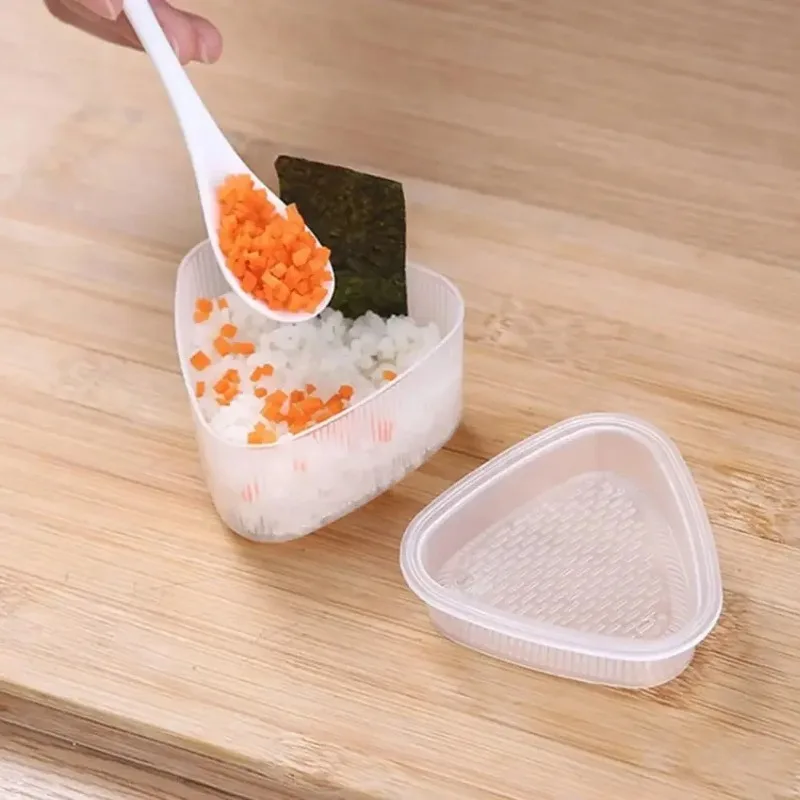 4PCS Sushi Mold Box Transparent Triangular Sushi Maker Mold Onigiri Rice Ball Food Press Sushi Kit Kitchen Bento Accessorie