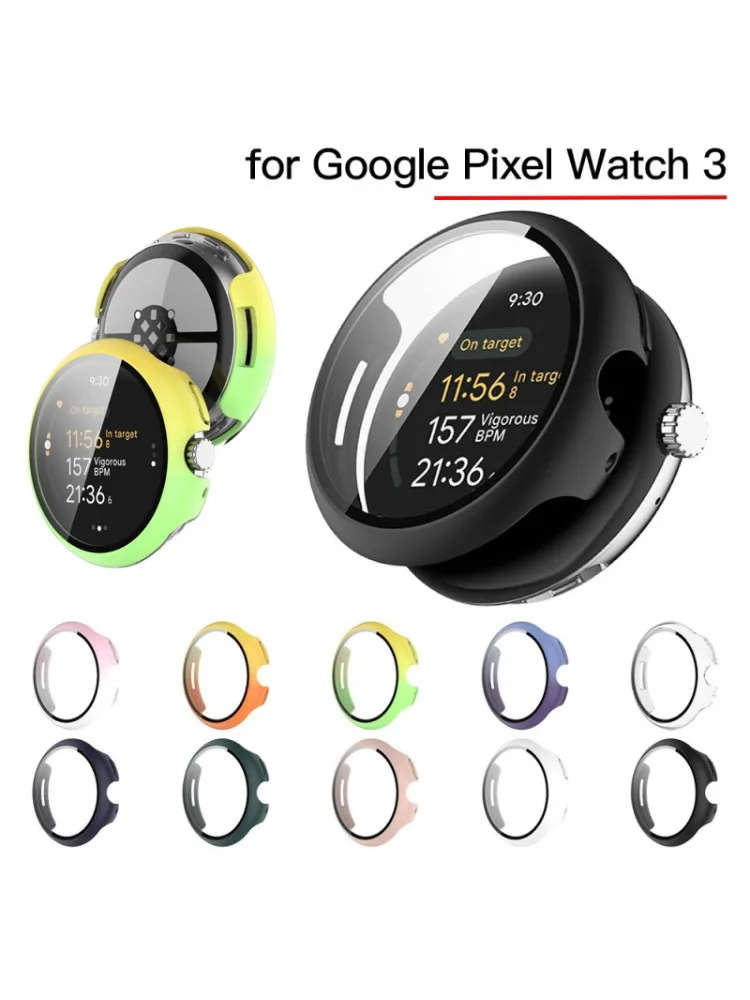 Verre trempé pour Google Pixel Watch 3, étui de protection PC, protecteur d'écran pare-chocs complet pour Google Pixel Watch 3