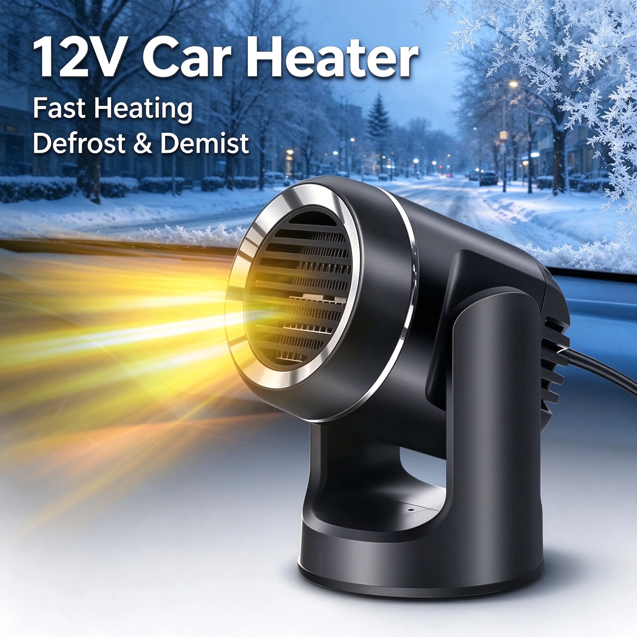 Car Heater Fast 12V/24V Windshield Defroster Demister Heating Fan Defroster Purification Auto Truck Van SUV Electric Heater Fan