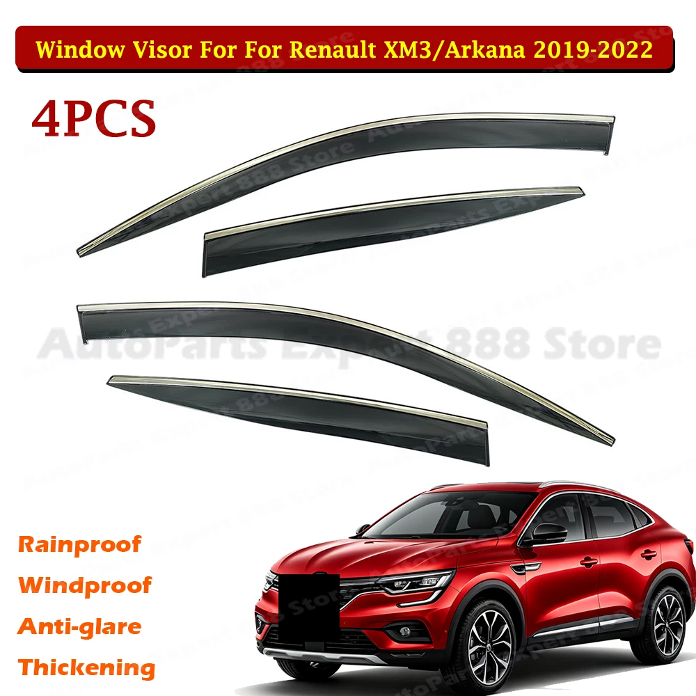 Window Visor Rain Deflector For Renault XM3 / Arkana 2019-2022 Smoke PC Side Door Sun Guard SUV Coupe Car Exterior Parts 4PCS