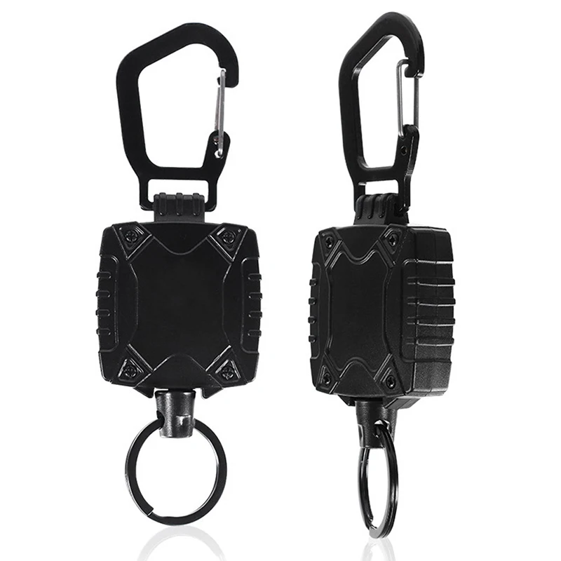 1PCS Anti Lost ID Card Holder Outdoor Retractable Wire Rope Tactical Keychain Clip Sporty Retractable Key Ring