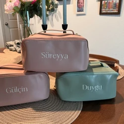 Girl's PU Makeup Bag Women's Travel Cosmetic Bags High-quality Makeup Bags with Embroidered Name Bridesmaid Gift Toiletry Bags