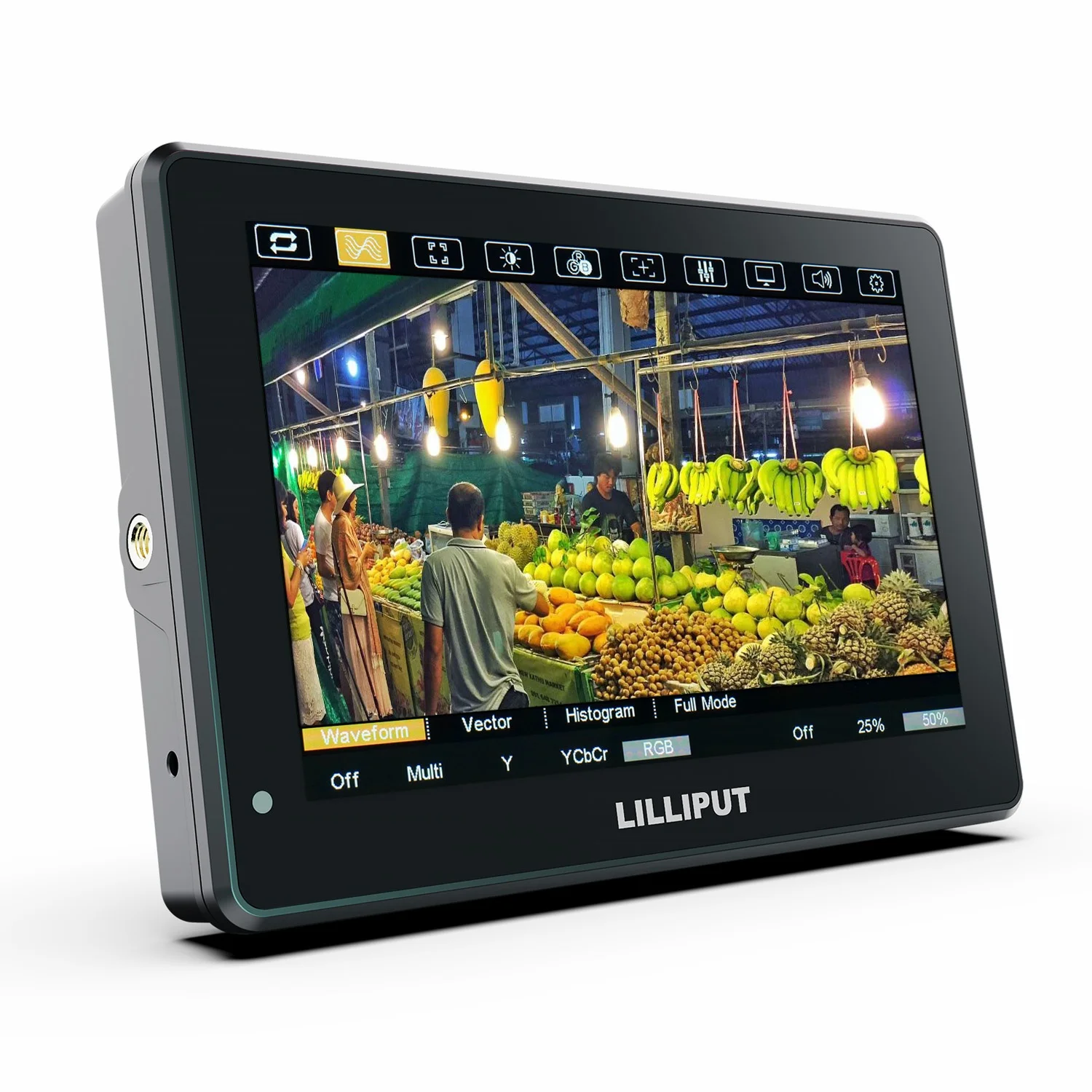 Screen for Dual Batteries On-Video Assist High Brightness 2000 Nits 7 Inch HDR 3D-LUT 3G-SDI Touch