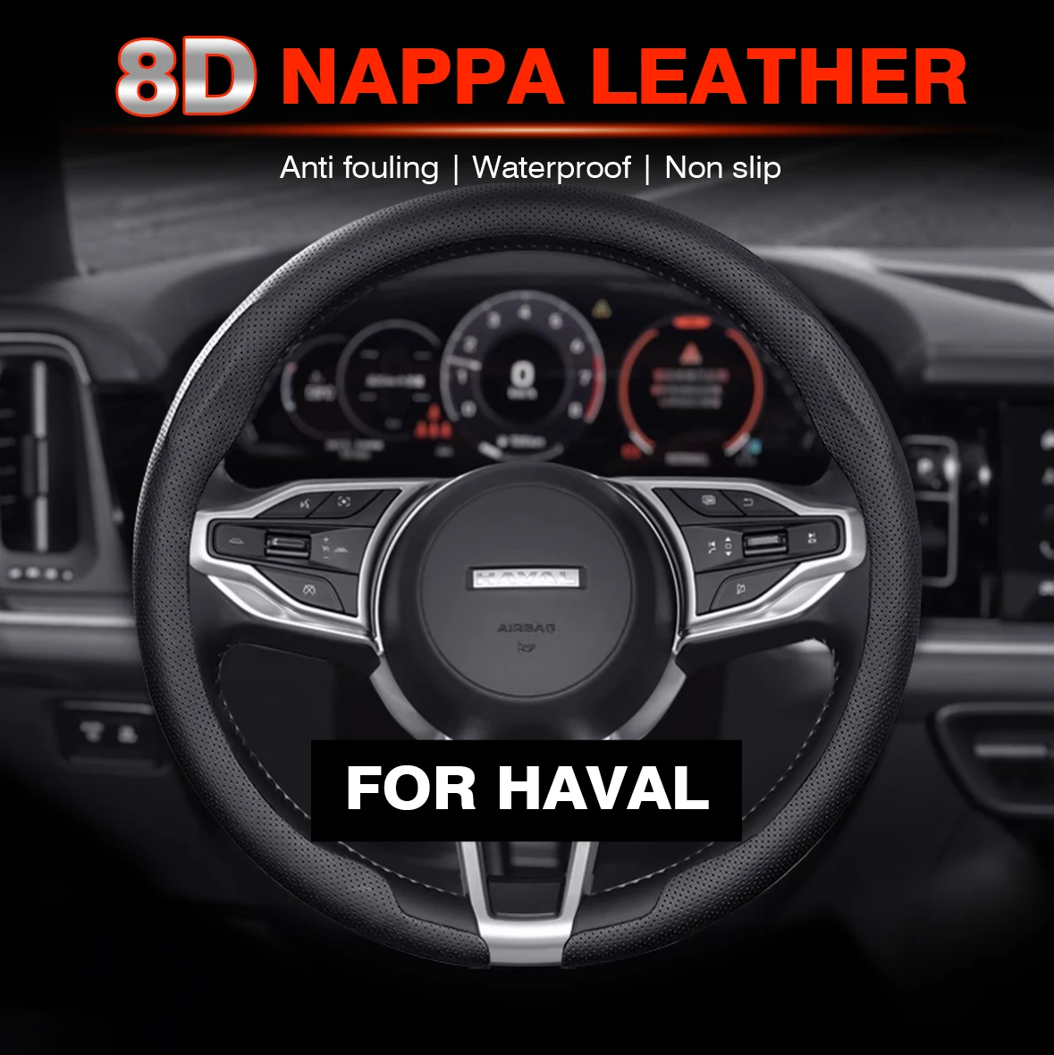 

Nappa leather Car Steering Wheel Cover For Haval H6 Hybrid HEV PHEV34 PHEV19 HEV2 GT M6 H9 H4 H2 H3 H7 H8 F7 X Auto Accessories
