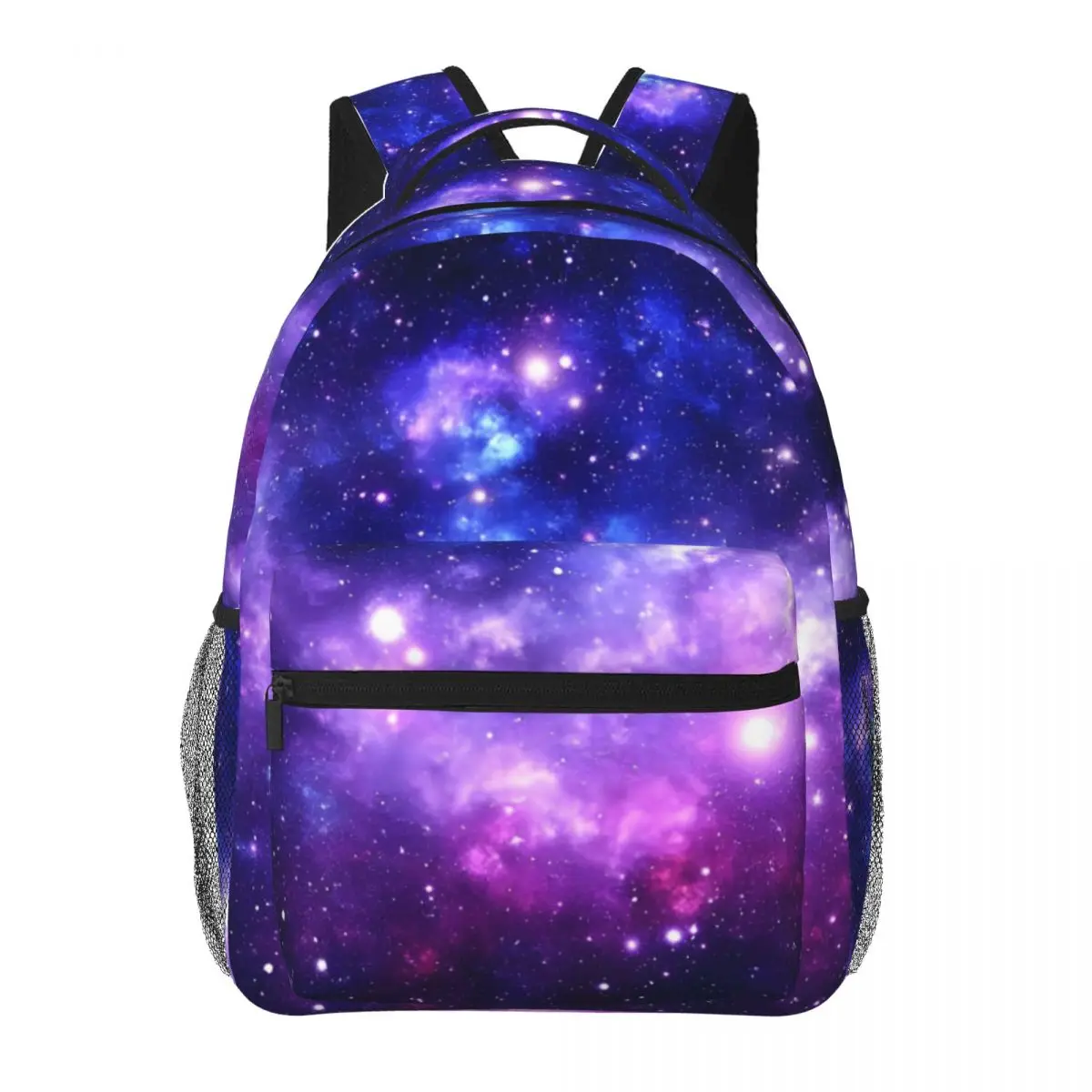 

Purple Blue Galaxy Nebula Backpack for Men Women Fashion High School Hiking Travel Daypack College Shoulder Bag Outdoor 16in