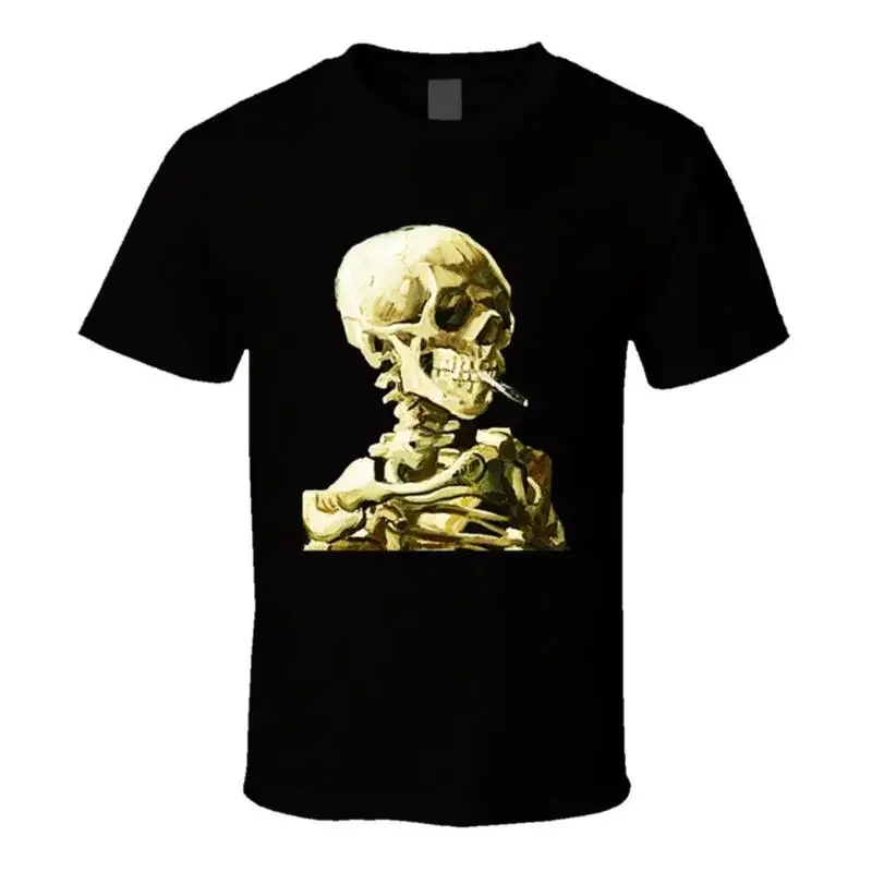 Skeleton With Cigarette Van Gogh T Shirt