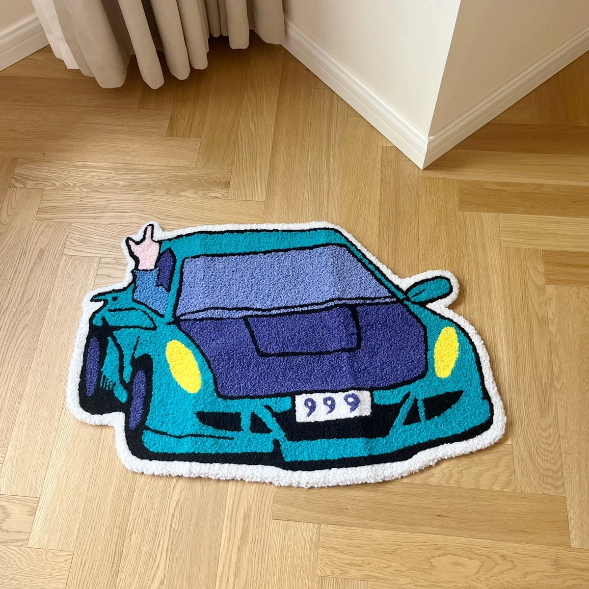 Enthusiast Racing Car Shaped Tufting Rug Boy Living Room Bedroom Decor Carpet Embroidered Non-slip Floor Mat Doormat Home Decor