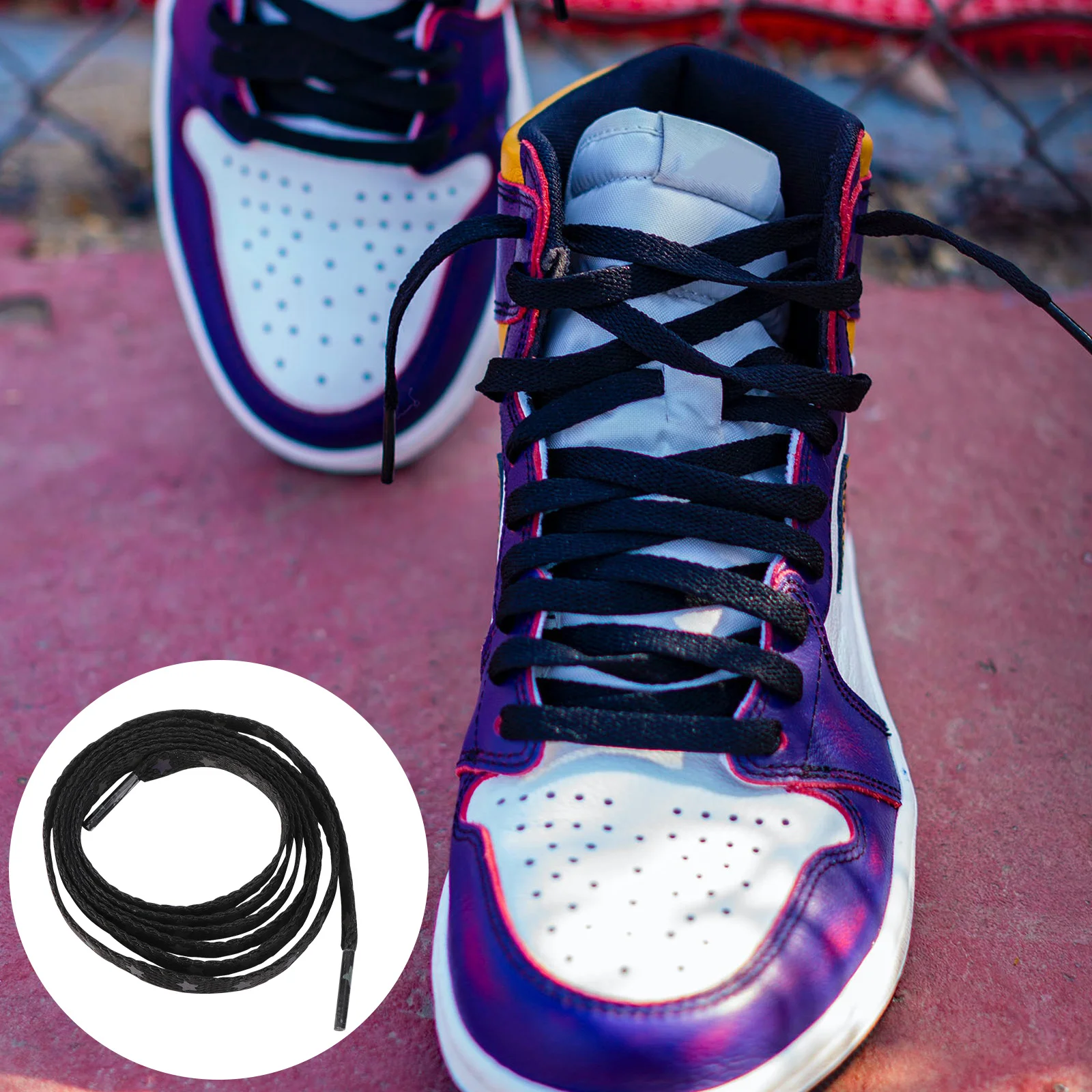 زوج واحد من رباط الحذاء العاكس المتين المسطح المرن مع نمط نجمة إبداعية للأحذية الرياضية للجري الليلي #2