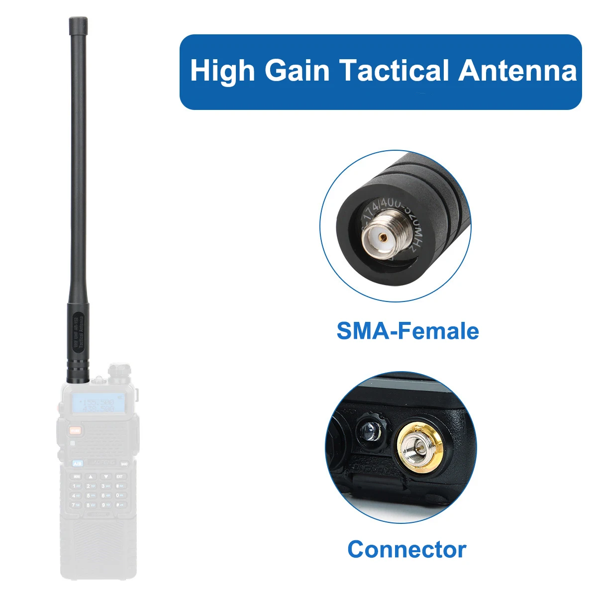 Baofeng AR-152 Antenna tattica 136-520MHz VHF/UHF Dual Band Walkie Talkie Antenna Radio 3dBi amplificatore ad alto guadagno SMA femmina