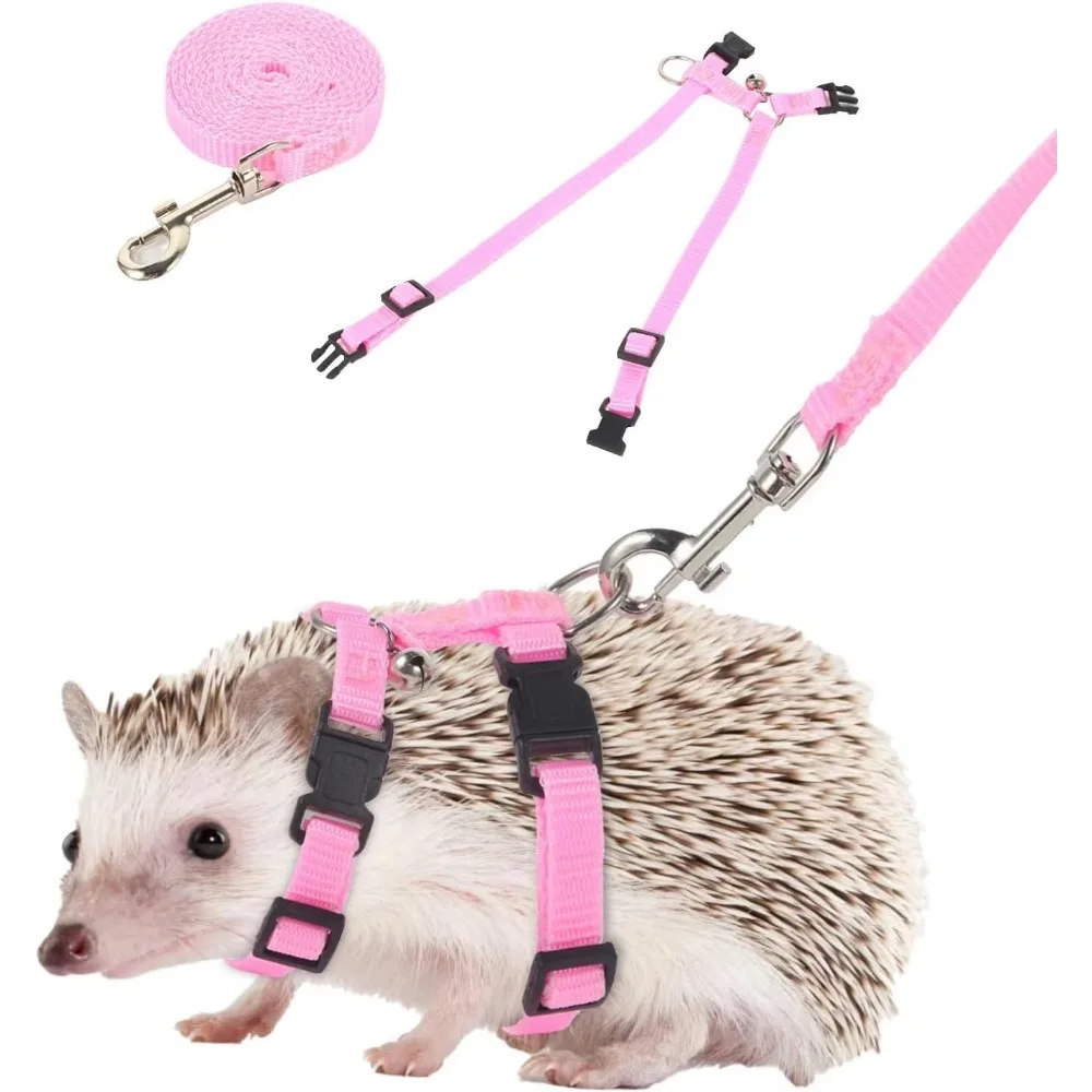 

Adjustable Hedgehog Harness for Training Playing Traction Rope Small Animal Pet Outdoor Play (Pink, Small)