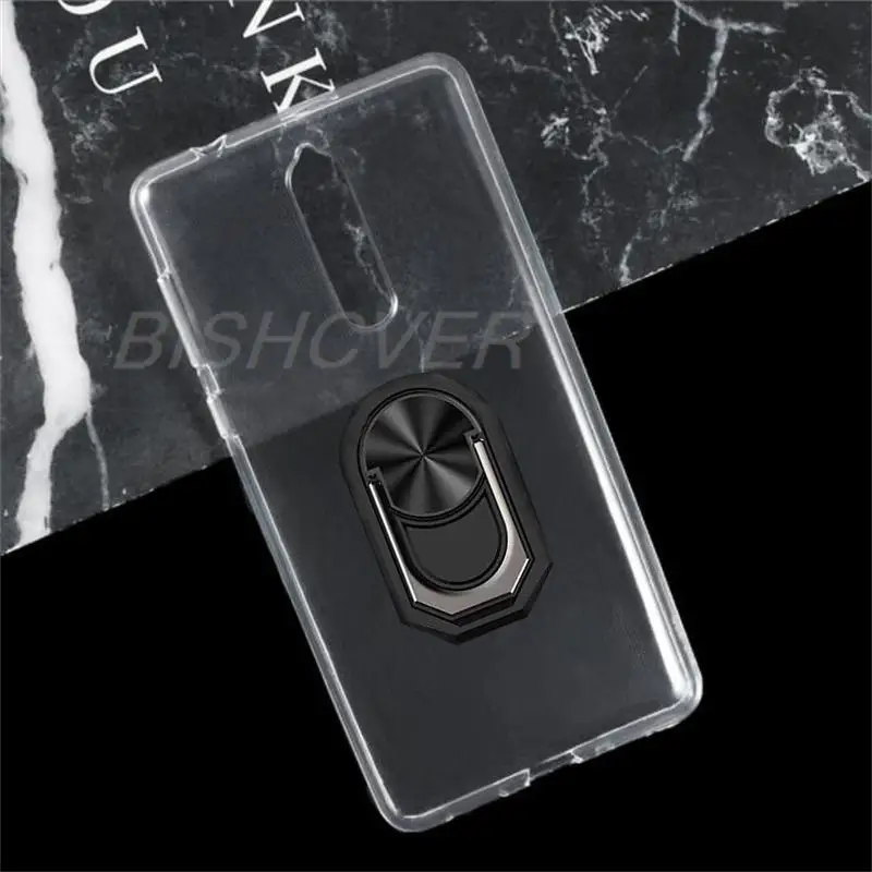 Magnet Phone Case For Nokia 8 TA-1004 TA-1012 Shockproof Soft TPU Silicone Cover On For Nokia 8 Case With Ring Holder