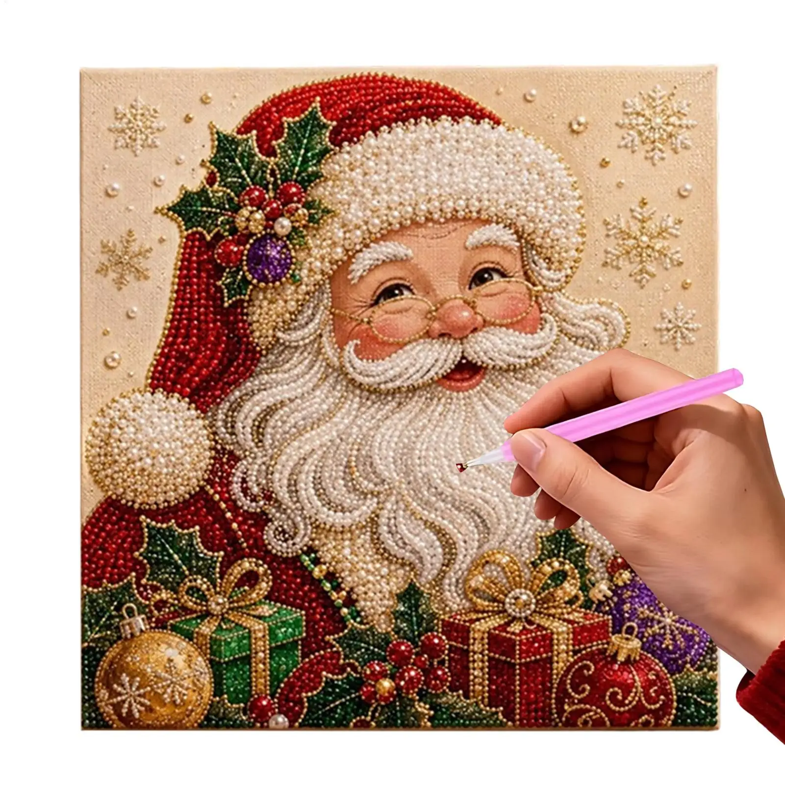 DIY Christmas Pearl DiamondPainting Art Set with Frame Christmas Ornaments Enjoyable Pearl DiamondPainting Hanging for Gifts