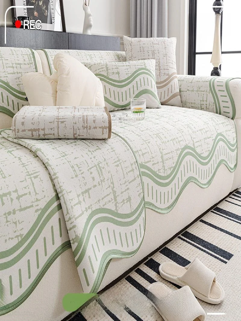 

Summer 2025 New Ice Silk Sofa Cushion Digital Printing Process Anti-Slip Breathable Cool Mat Pad Asymmetrical Design