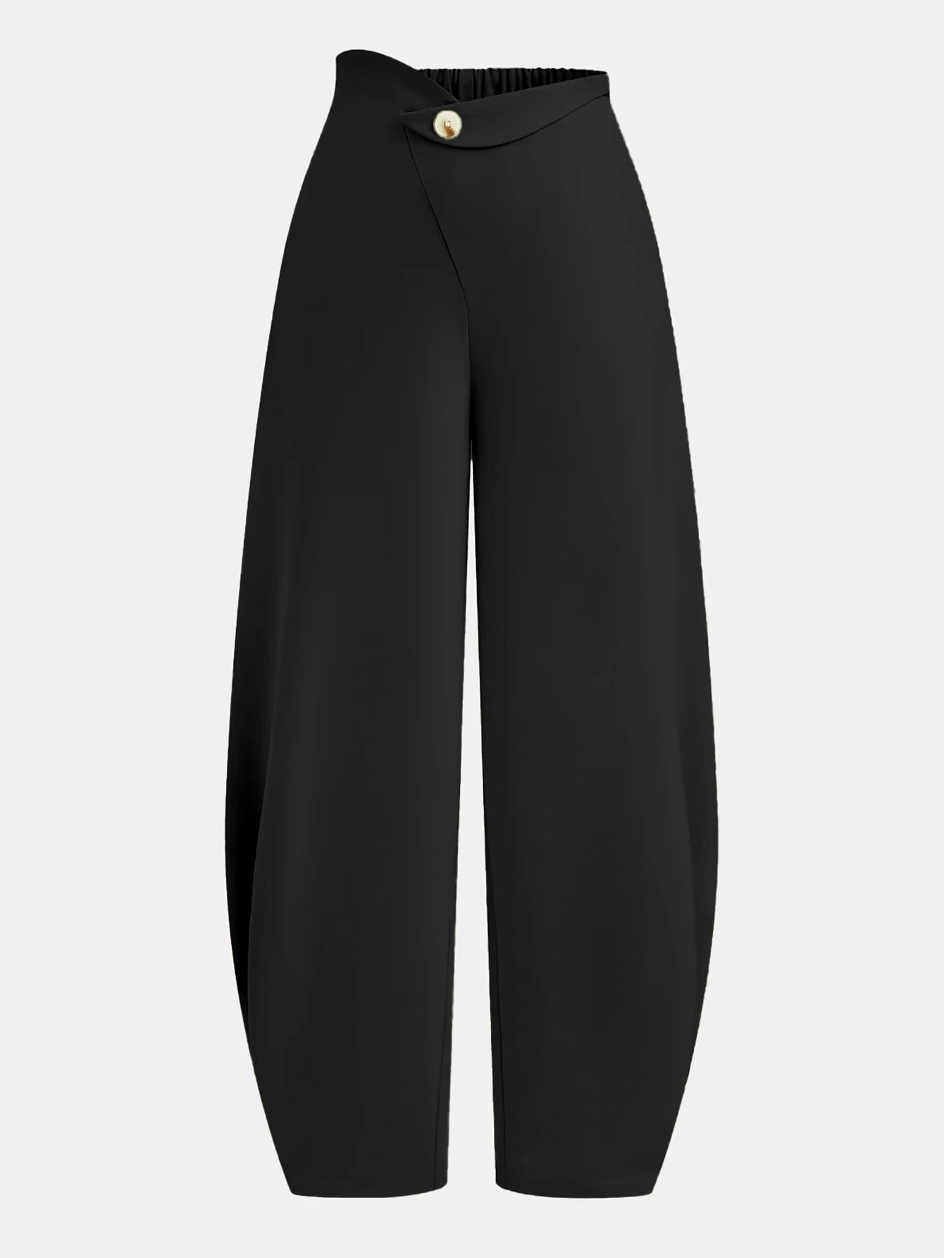 

Women's Black High Waist Balloon Pants | 2026 New Asymmetric Button Pleated Draped Flattering Casual Suit Trousers