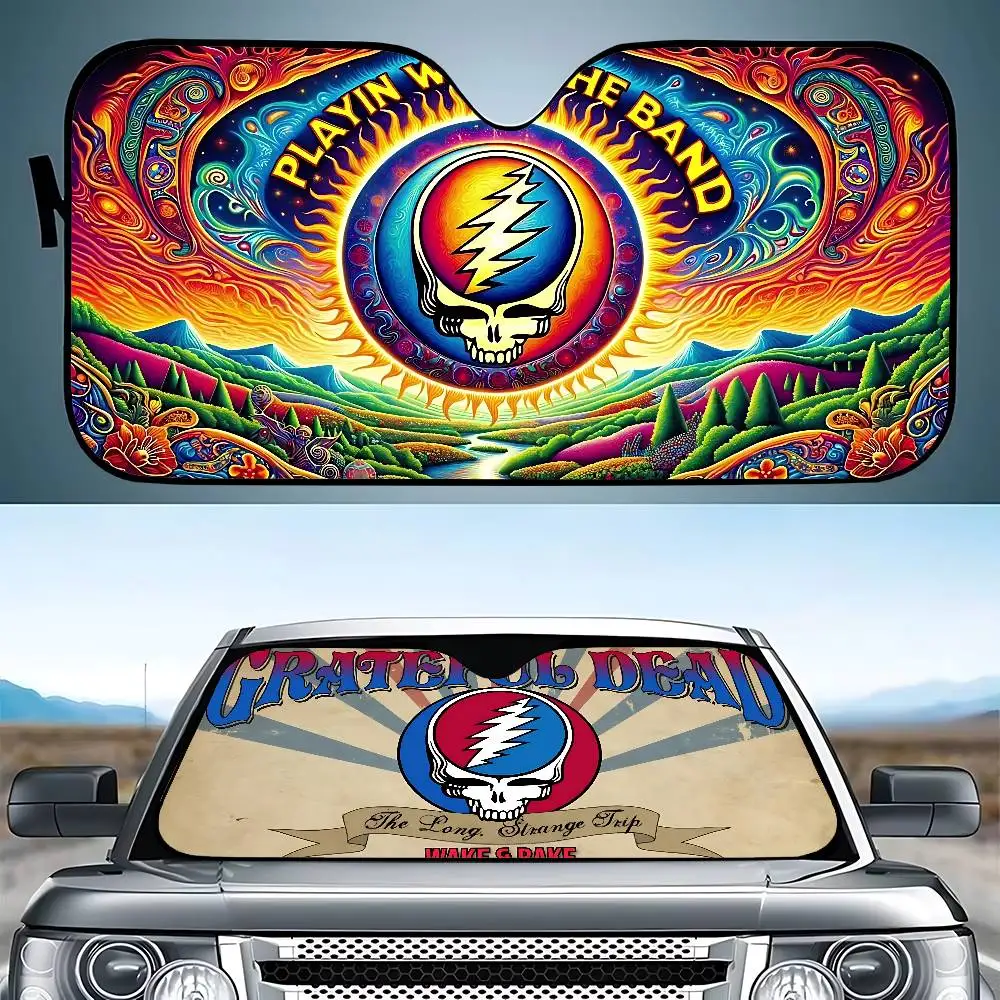 Cool G-Grateful D-Dead Car SunShade Windshield Funny Sun Shade Foldable UV Ray Sun Visor Protector Sunshade For Front Window