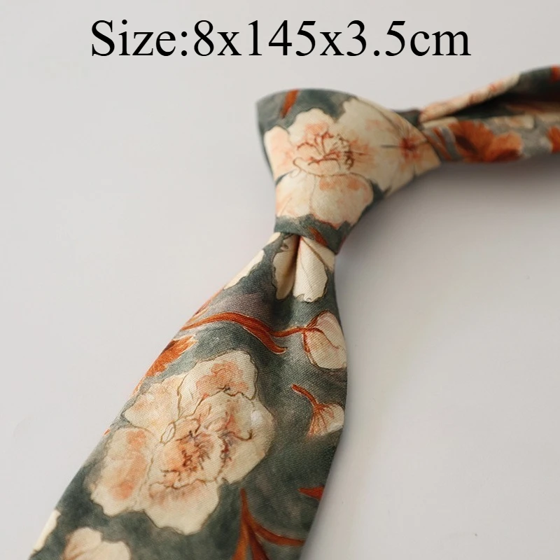 Vintage 8CM Hand‑Tied Cotton‑Feel Formal Suit Necktie, Elegant Suit Accessory With Floral And Geometric Prints For Business Gift
