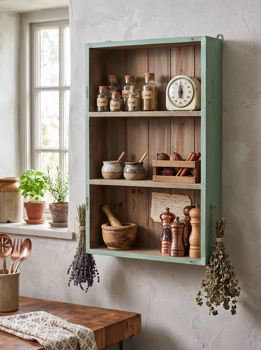 Farmhouse Wooden Wall Shelf, Rustic Wall Mounted Display Shelf Bookcase for Plants Books Kitchen Bedroom Living Room