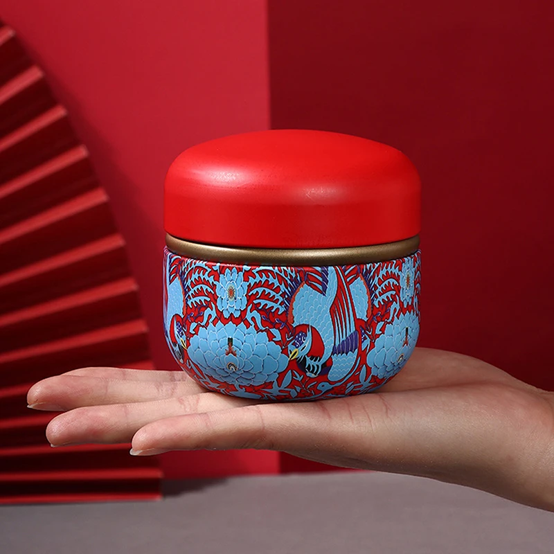 

Мини-портативный контейнер для хранения чая с двойной крышкой, изысканная банка для чая в китайском стиле, универсальная домашняя банка для специй Канди