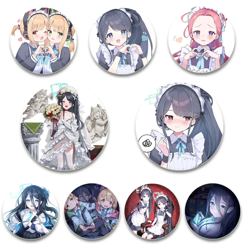 32/44/58mm Anime Blue Archive Round Pins Cartoon Brooches Badge for Backpack Clothes Hat Decoration Jewelry Accessories Gifts