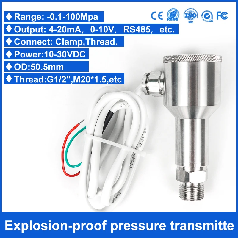 RS485 Pressure Transmitter 2Wire G1 / 4 600Bar Explosion-Proof Oil Pressure Sensor