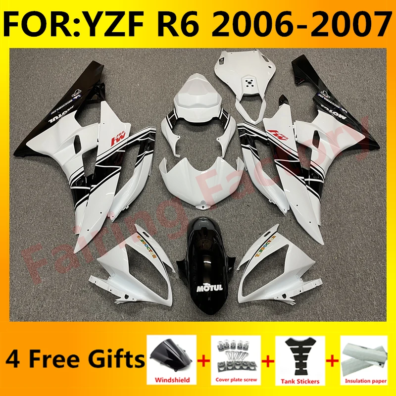 

NEW ABS Motorcycle Injection mold full Fairing Kit fit For YZF R6 2006 2007 YFZ-R6 06 07 Bodywork Fairings kits set black white